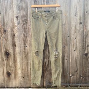 Army green skinny jeans
